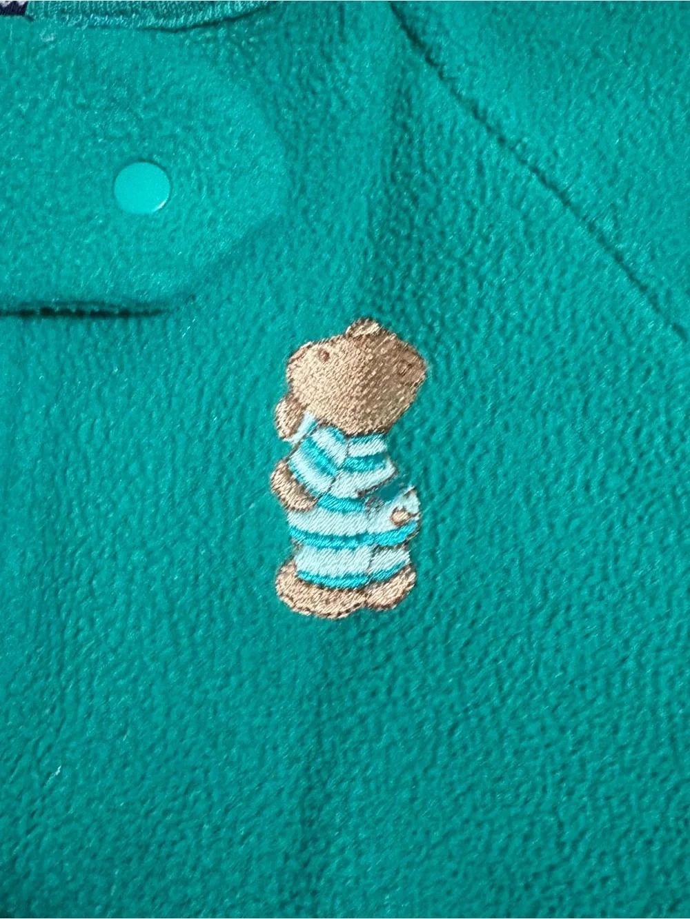 Vintage Carter's Green Fleece Footless Sleeper Pajamas 2T Bear Open Feet